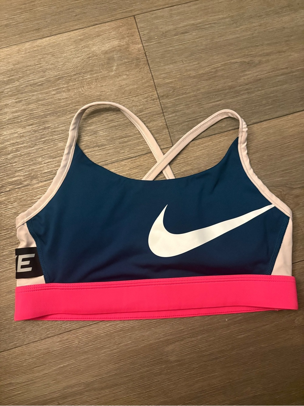 Nike Blue & Hot Pink Logo Crossback Sports Bra